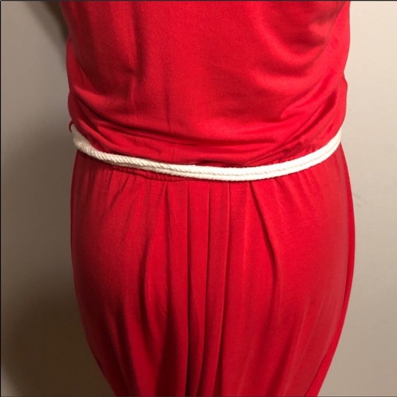 TART-Coral Red Silky Sleeveless/Backless Boho Maxi Dress Size Medium - Picture 5 of 7